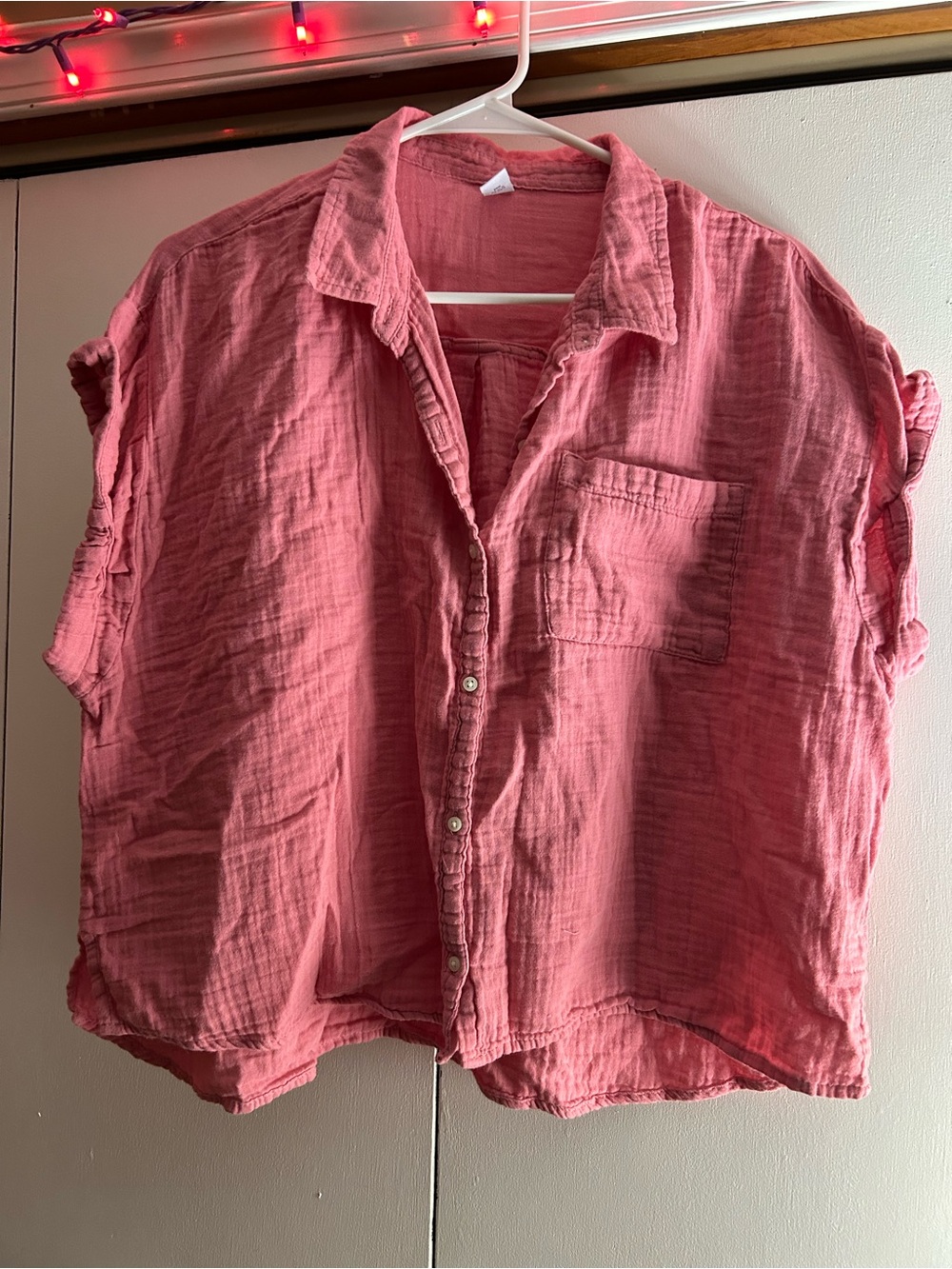 Old Navy Pink Washed Cotton Button-Down Shirt